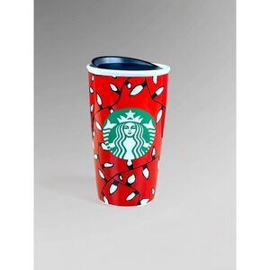 Starbucks 2016 Christmas Travel Mug Red with String Lights
